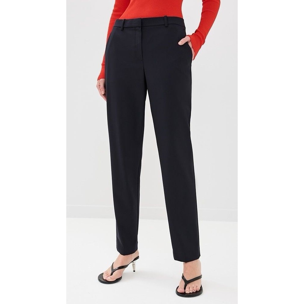 Theory Dress Pants Black Wool Twill Straight Leg Pockets Women's Regular 6